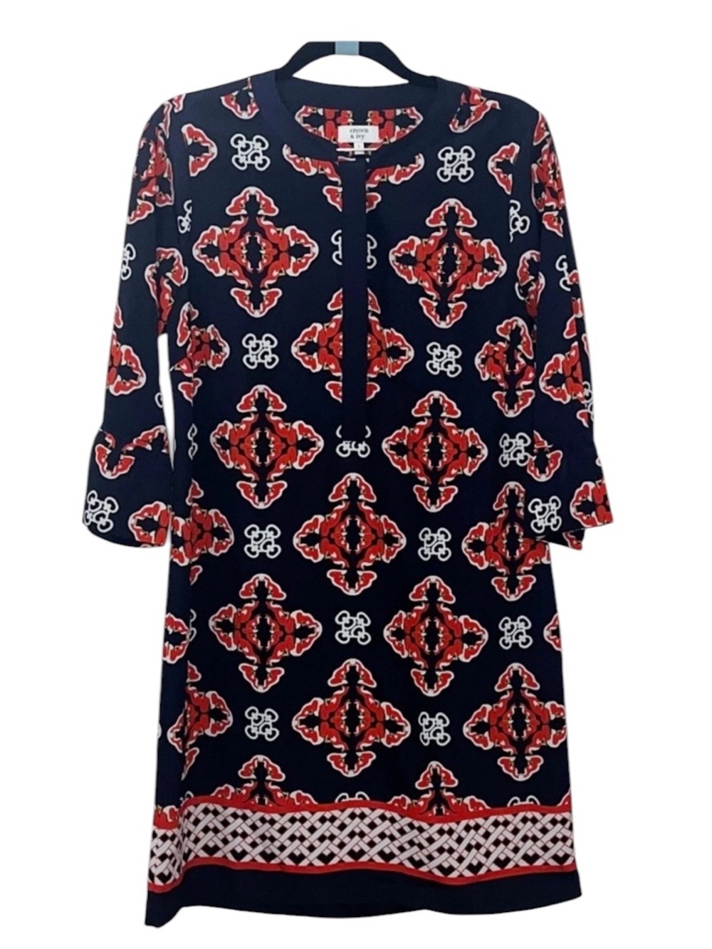 New Crown  Ivy Tangerine orange Black Dress Fox PrintShift Size Small